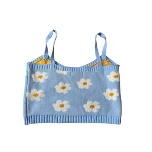 Altar'd State Womens Tank/Crop top, size Small; Lightweight Knit daisy print